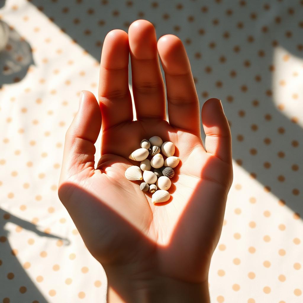 Shells resting in an open palm