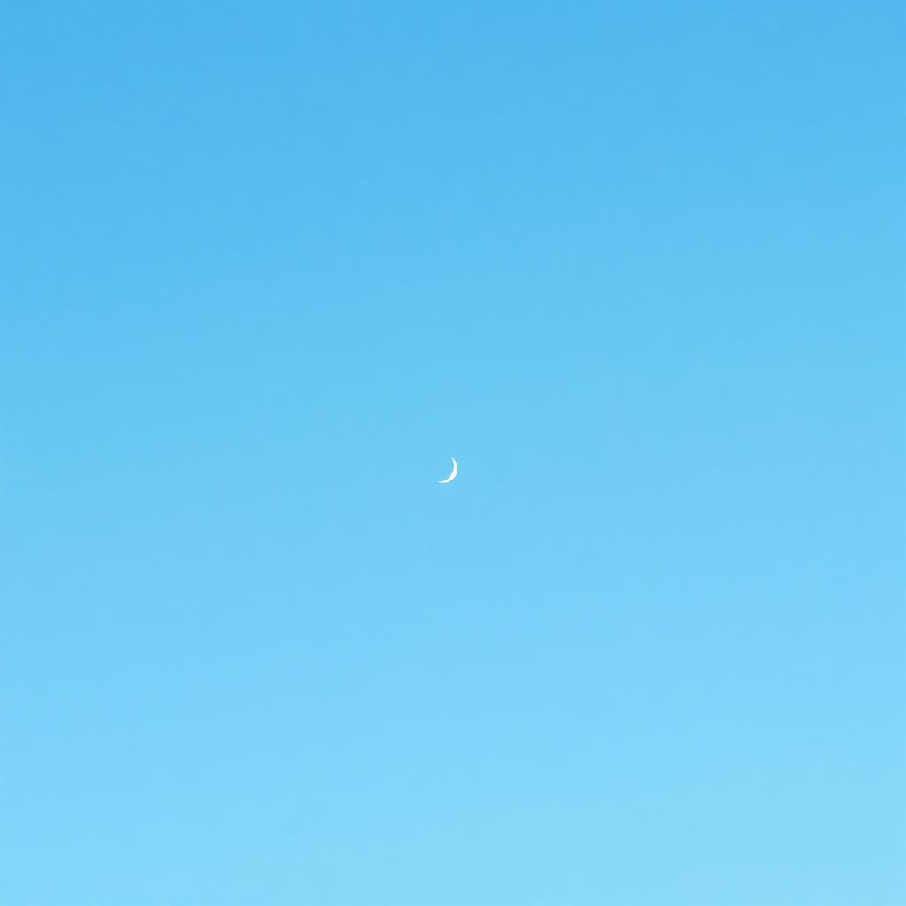Blue sky with crescent moon